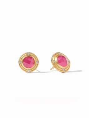 Julie Vos Astor Stone Gold-Tone Earrings with Pink Center Stones